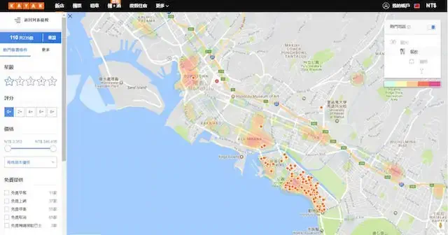 熱區圖助你選擇最合適的住宿地點