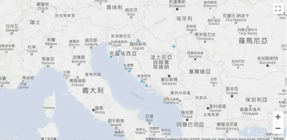 克羅埃西亞-機場-地圖